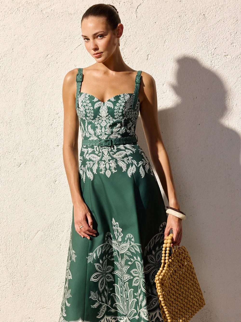 Commense Green Floral-Print Maxi Dress